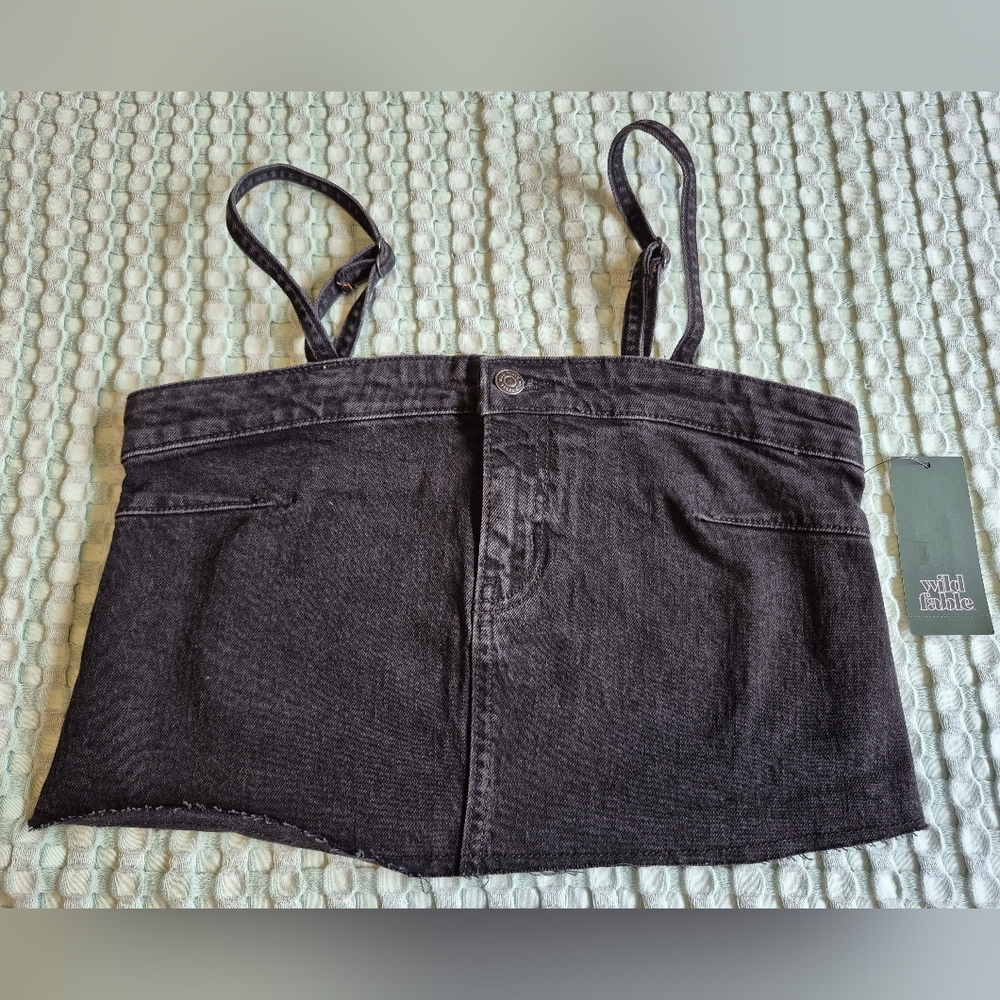 Black Denim Crop Tank Top